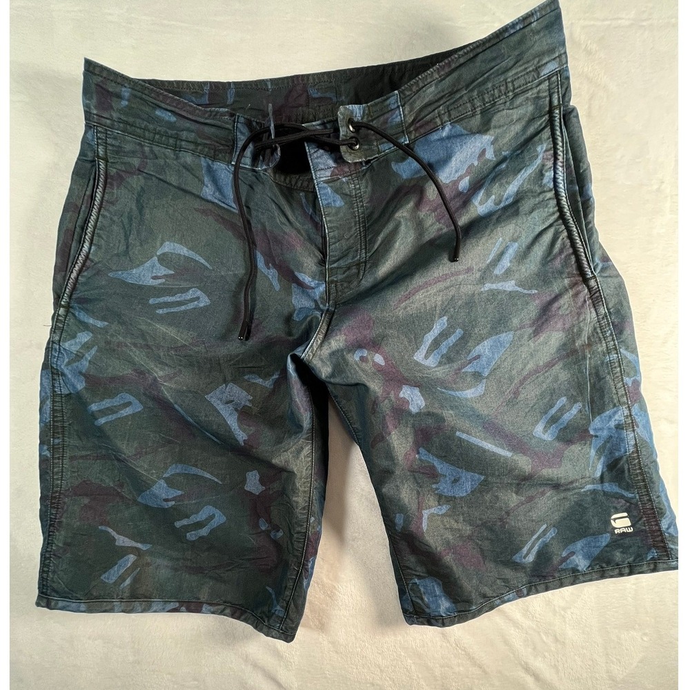 G-Star Raw Divad Cord Mens Large Swim Shorts Blue Camo  D04575-9023-8216